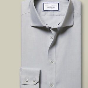 Charles Tyrwhitt Gray Dress Shirt with Spread Collar